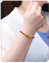 Serenemyst Red String Silver Gold Plated Pixiu Protection Bracelet