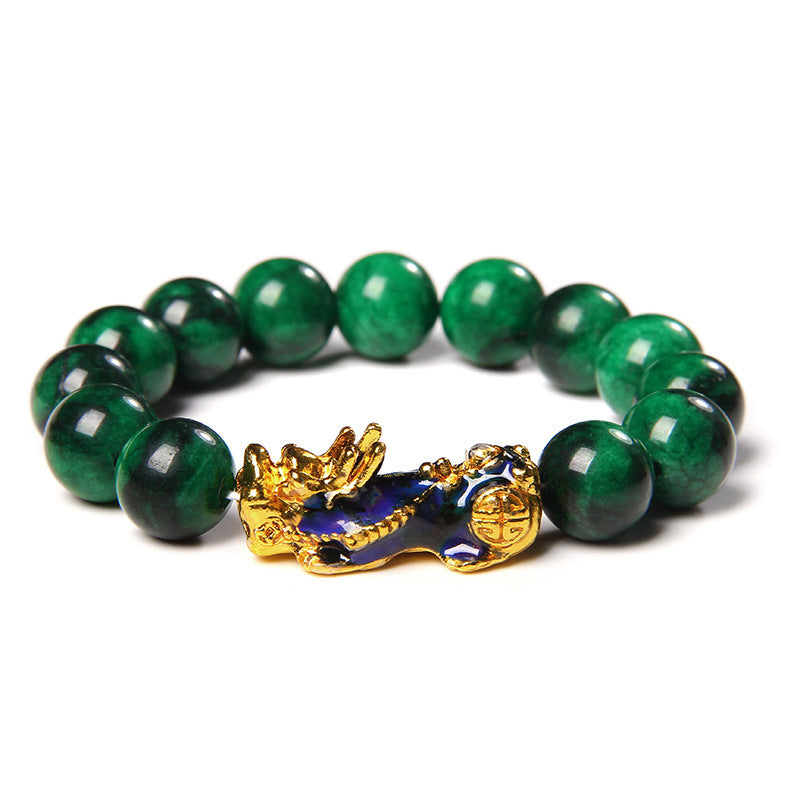 Serenemyst Dry Green Sand Gold Pixiu Bracelet