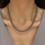 Serenemyst Natural Round Black Pearl Purity Calm Necklace