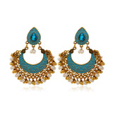 Serenemyst Handmade Vintage Gemstone Hollow Bell Pendant Blessing Earrings