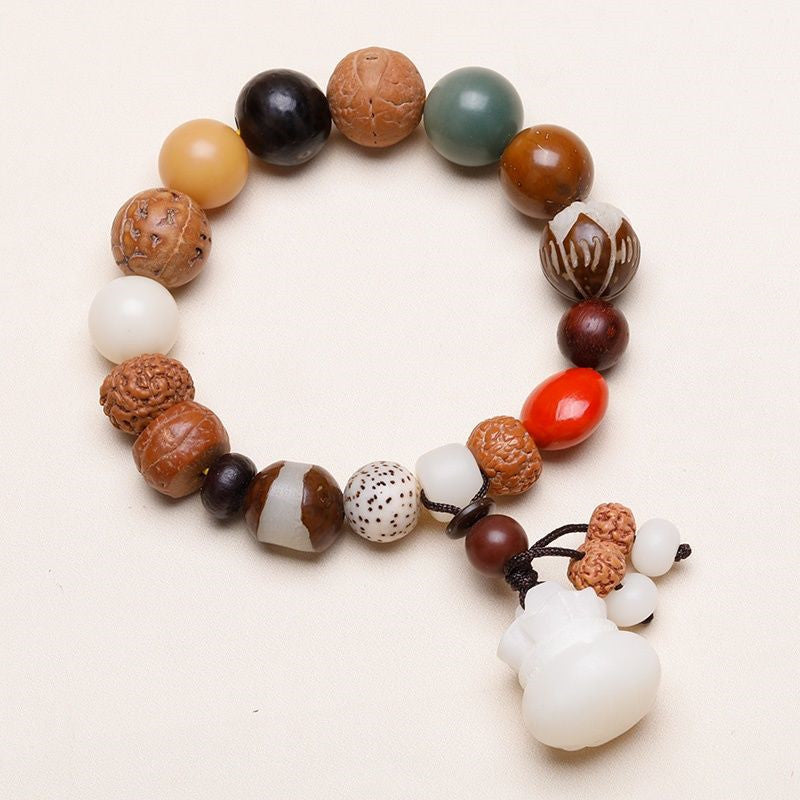 Serenemyst Natural Multiple-Kind Bodhi Seed Beads Wealth Bracelet