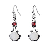 Serenemyst Copper Silver-Plated Moonstone and Agate Healing Purity Earrings