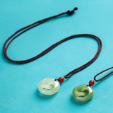 Serenemyst Natural Hetian Jade Fortune Pendant Necklace