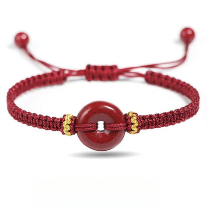 Serenemyst Red String Natural Cinnabar Peace Buckle Blessing Bracelet