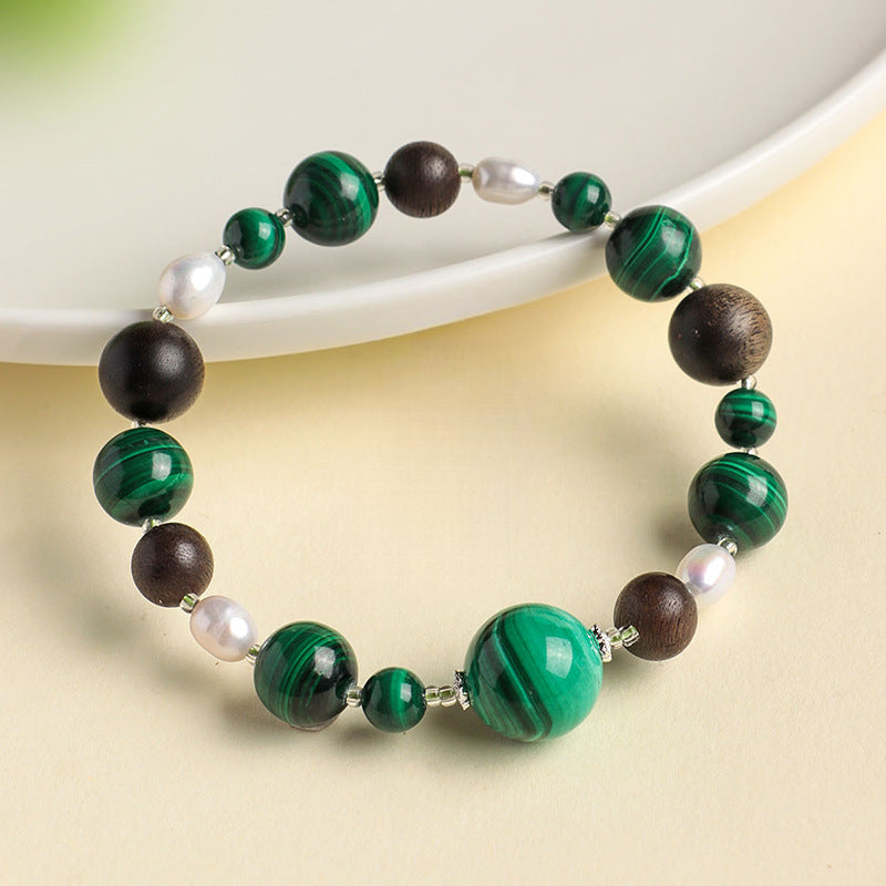 Serenemyst Natural Malachite Agarwood Pearl Protection Purity Bracelet