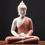 Serenemyst Colorful Ceramic Sakyamuni Buddha Statue Protection Lamp Decoration