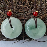 Serenemyst Natural Tianshan Jade Peace Buckle Healing Pendant Necklace