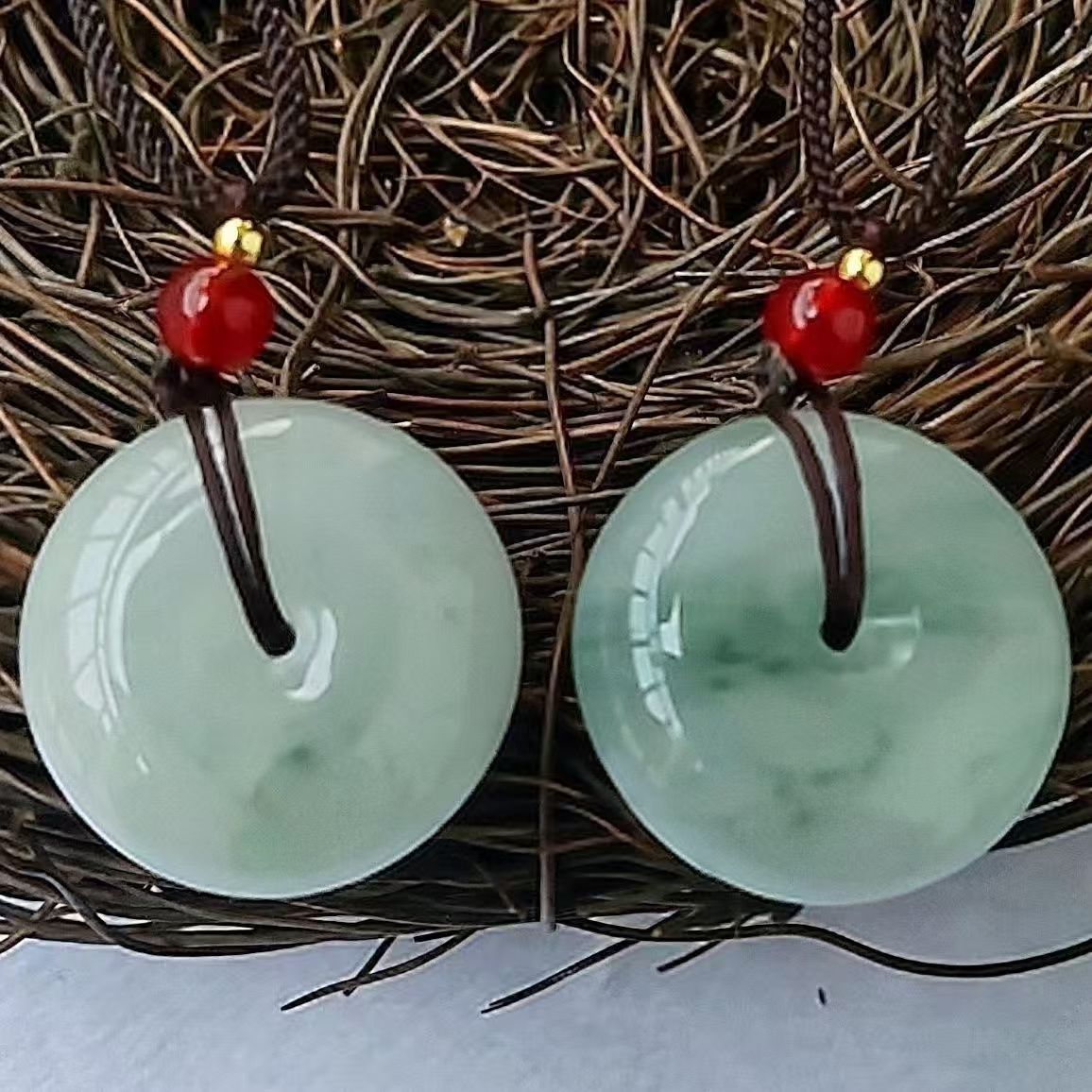 Serenemyst Natural Tianshan Jade Peace Buckle Healing Pendant Necklace