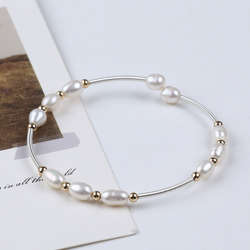 Serenemyst Natural Round Pearl Copper Silver-Plated  Healing Purity Bracelet