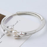 Serenemyst Natural Round Pearl Copper Silver-Plated  Healing Purity Bracelet