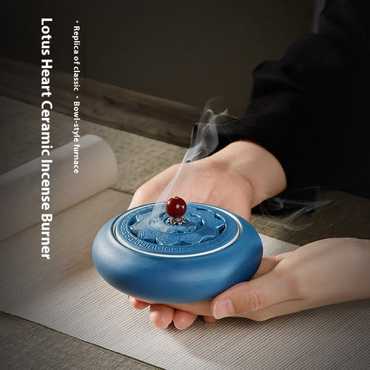 Serenemyst Lotus Heart Ceramic Incense Burner