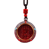 Serenemyst Tibetan Sterling Silver Cinnabar Taoist Mantra Bagua Protection Pendant Necklace