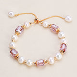 Serenemyst Natural Pearl Amethyst Copper Gold-Plated Healing Purity Bracelet