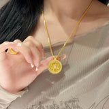 Serenemyst Full Diamond Eight Treasures Compass Pendant Protection Necklace