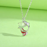 Serenemyst Sterling Silver Koi Fish Chalcedony Pendant Fortune Necklace