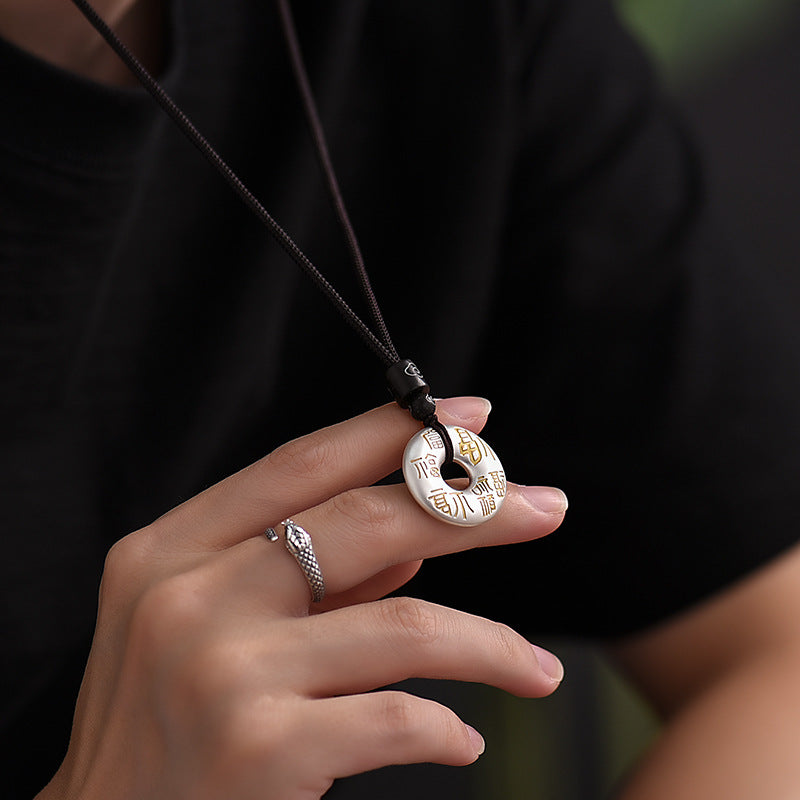 Serenemyst Handmade Sterling Silver Peace Buckle Fortune Pendant Necklace