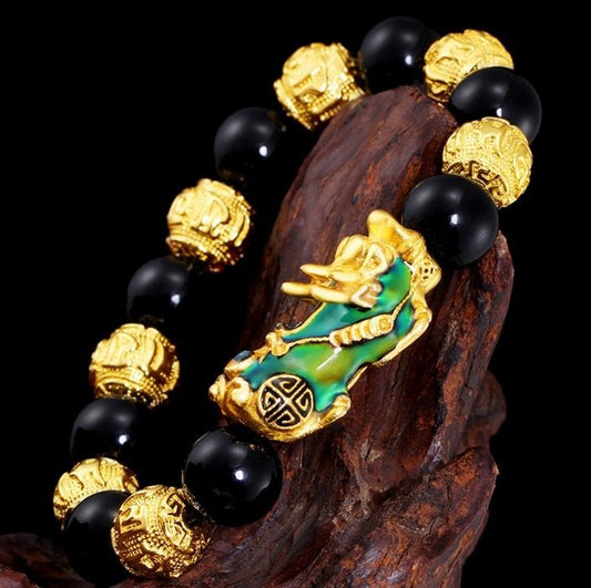 Serenemyst Sand Gold Color-Changing Pixiu Wealth Bracelet