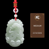 Serenemyst Natural Hetian Jade Chinese Zodiac Protection Pendant With Beads Chain