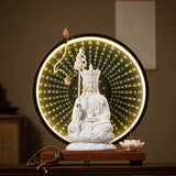 Serenemyst White Ceramic Protection Statue Decoration of Ksitigarbha Guanyin and Sakyamuni Buddha