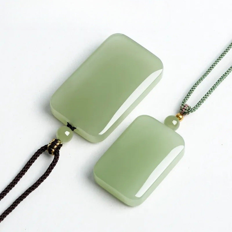 Serenemyst Handmade Hetian Jade Plain Healing Pendant Necklace