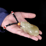 Serenemyst Handmade Afghan Jade Pixiu Fortune Wealth Pendant
