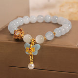 Serenemyst Natural Aquamarine Butterfly Pearl Pendant Healing Charm Bracelet