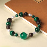 Serenemyst Natural Malachite Agarwood Pearl Protection Purity Bracelet