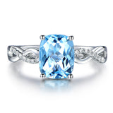 Serenemyst Copper Platinum-Plated Natural Aquamarine Healing Peace Female Ring