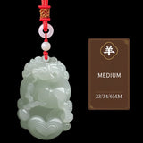 Serenemyst Natural Hetian Jade Chinese Zodiac Protection Pendant With Beads Chain