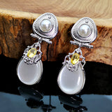 Serenemyst Retro Alloy Moonstone Pearl Healing Earrings