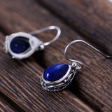 Serenemyst Sterling Silver Lapis Lazuli Water Drop Earrings