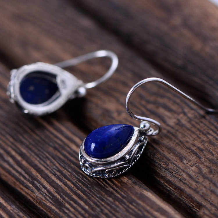 Serenemyst Sterling Silver Lapis Lazuli Water Drop Earrings