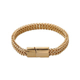 Serenemyst Stainless Steel Alloy Button Fish Scale Double Row Men's Bracelet