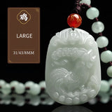 Serenemyst Natural Hetian Jade Chinese Zodiac Protection Pendant With Beads Chain