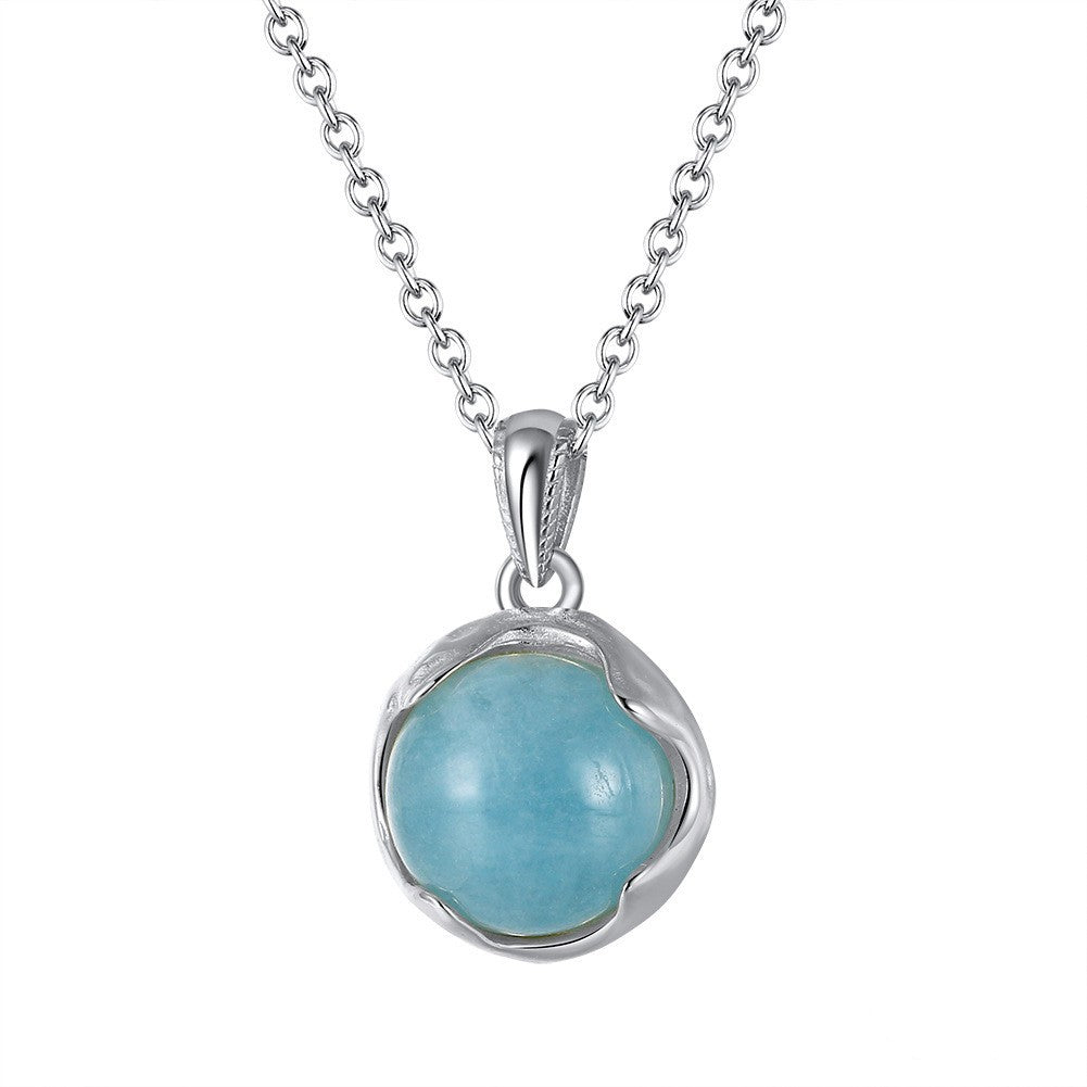 Serenemyst Sterling Silver Natural Aquamarine Pendant Healing Purity Necklace