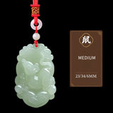 Serenemyst Natural Hetian Jade Chinese Zodiac Protection Pendant With Beads Chain