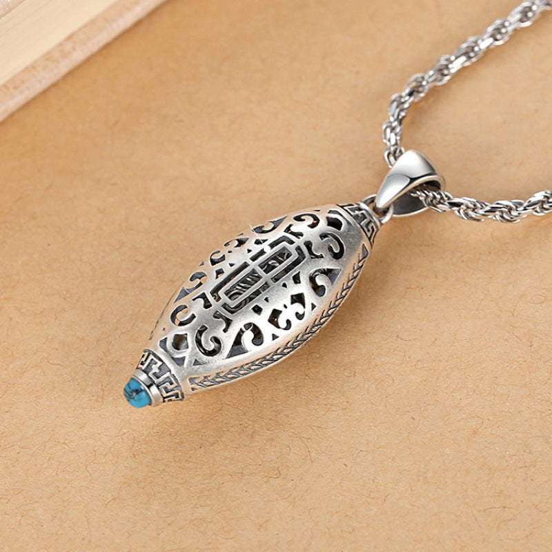 Serenemyst Tibetan Six-Word Mantra Prayer Wheel Protection Pendant Necklace