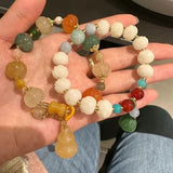 Serenemyst Bodhi Seed Golden Pumpkin White Lotus Wealth Bracelet