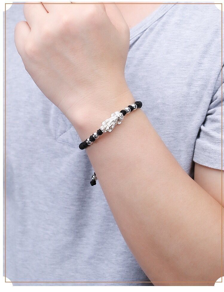 Serenemyst Red String Silver Gold Plated Pixiu Protection Bracelet