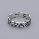 Serenemyst 925 Sterling Silver Taoist Leizu Mantra Carved Protection Ring