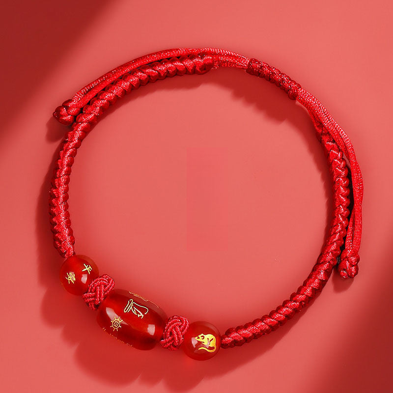 Serenemyst Red String Chinese Zodiac Peace Bead Protection Bracelet