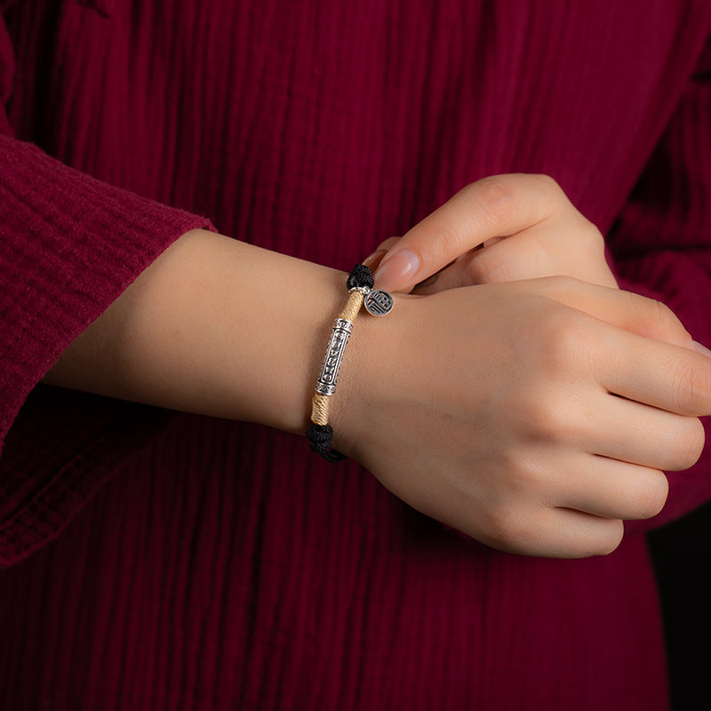 Serenemyst Handmade Red String Six-Word Mantra Peace Bracelet