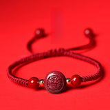 Serenemyst Red String Cinnabar Carved Chinese Zodiac Protection Bracelet