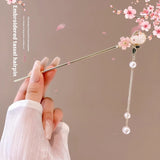 Serenemyst Classical Chinese Style Peach Blossom Tassel Healing Hairpin