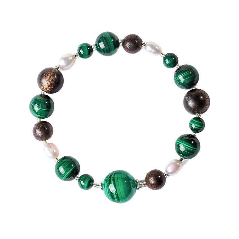 Serenemyst Natural Malachite Agarwood Pearl Protection Purity Bracelet