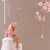 Serenemyst Classical Chinese Style Peach Blossom Tassel Healing Hairpin