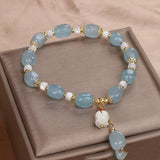 Serenemyst Natural Aquamarine Floral Pendant Healing Peace Bracelet