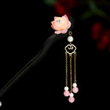 Serenemyst Classical Chinese Style Luminous Lotus Tassel Healing Hairpin