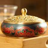 Serenemyst Handmade Pure Brass Painted Harmony Healing Incense Burner