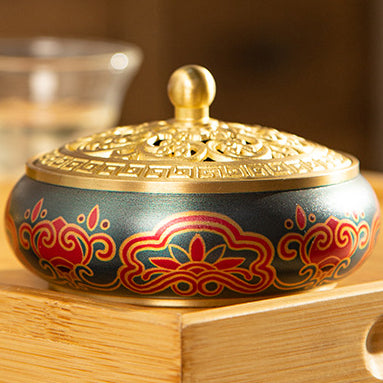 Serenemyst Handmade Pure Brass Painted Harmony Healing Incense Burner